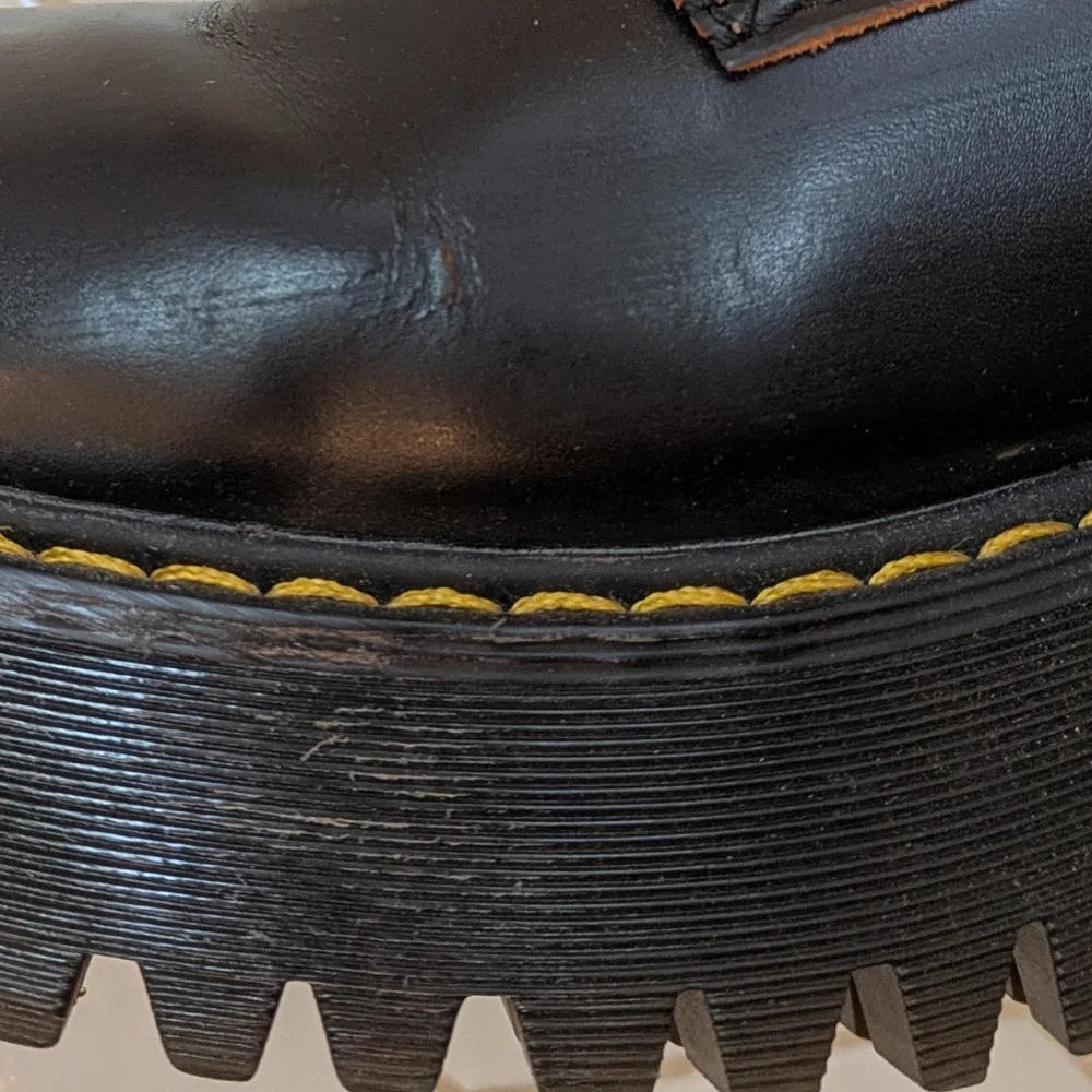 Dr. Martens Leona Mid Heel Platform Combat Boots, Docs High Heel Leather, 90s - Picture 10 of 16